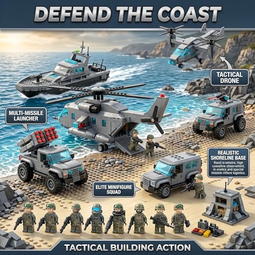 Image of SKY LINE OCEAN Airport Adventure & Naval Forces Building Block Combo Set, 622+ PCS Passenger Airplane, Airport Playset & 6-in-1 Naval Forces Construction Kit, 5-Year Structural Warranty