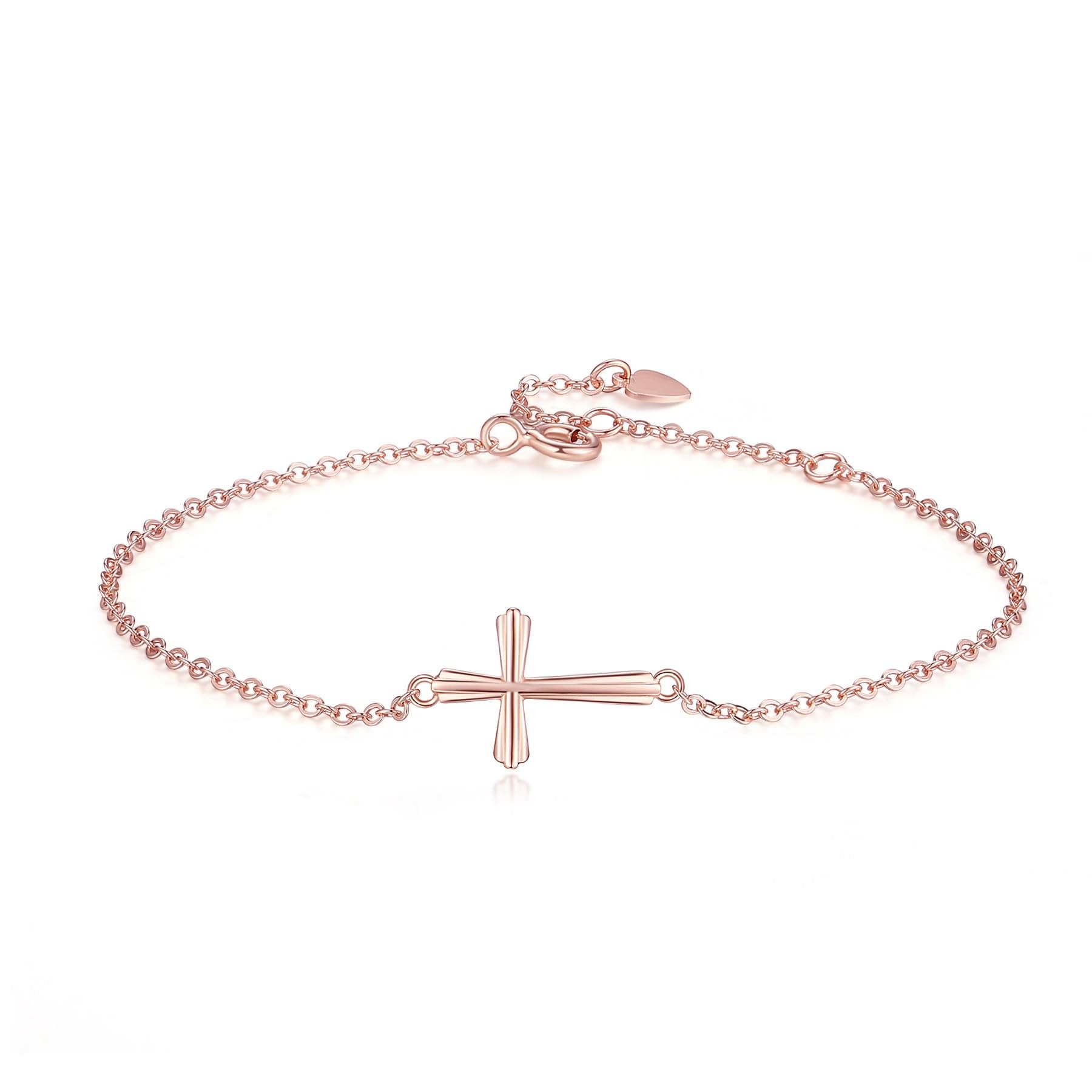 GAVUPulsera de Plata 925 para Mujer, Pulsera Cruz Mujer Regalo para Ella, Pulsera de Plata/Oro/Oro Rosa