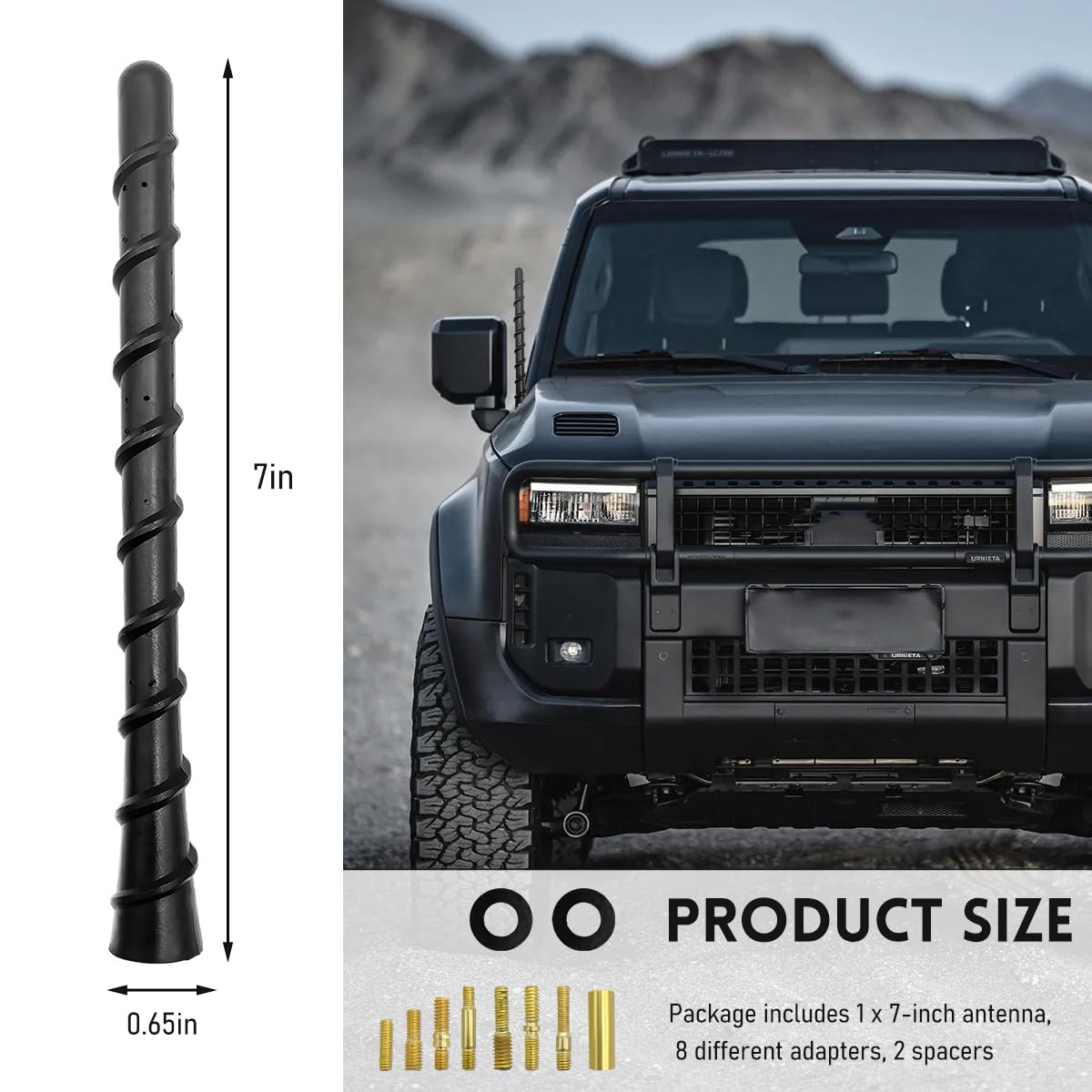 FSTURIOS Car Spiral Antenna, 7 Inch Flexible PVC Rubber Vehicle Antennae Mast Replacement, Waterproof Auto Toppers Short Antenna for Optimized FM/AM Reception, Car Accessories