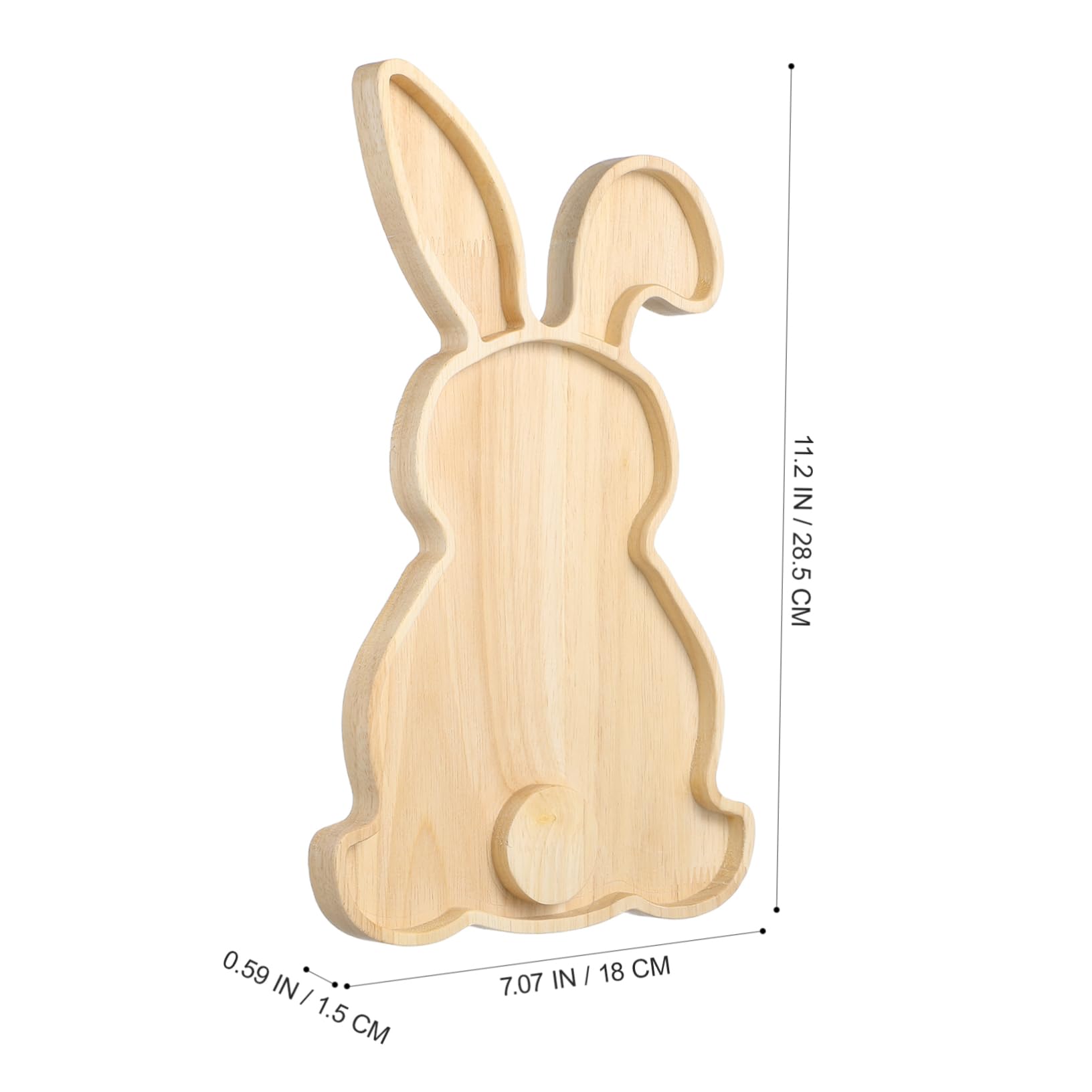 JECOMPRIS Easter Wooden Rabbit Tray Adorable Rabbit Shaped Wooden Plate for Snacks Fruits Appetizers for Parties Holidays Dinners Lightweight Safe Easy to Clean