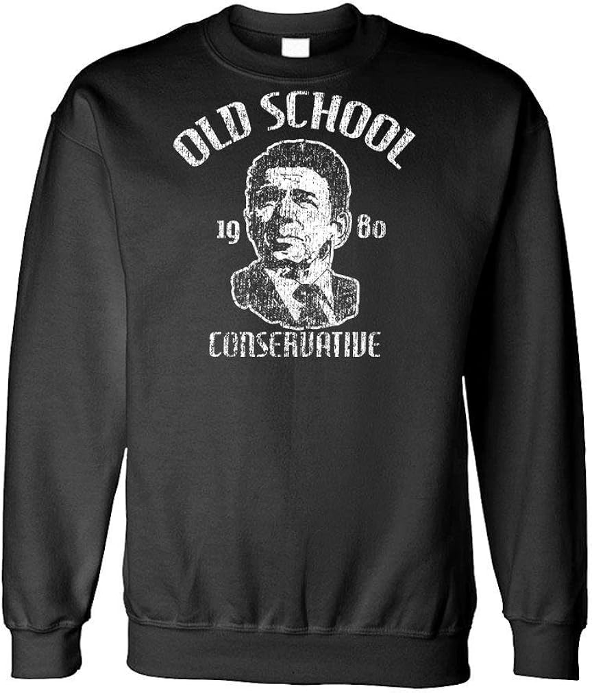 The Goozler Old School Conservative - Ronald Reagan - Fleece Sweatshirt: Clothing