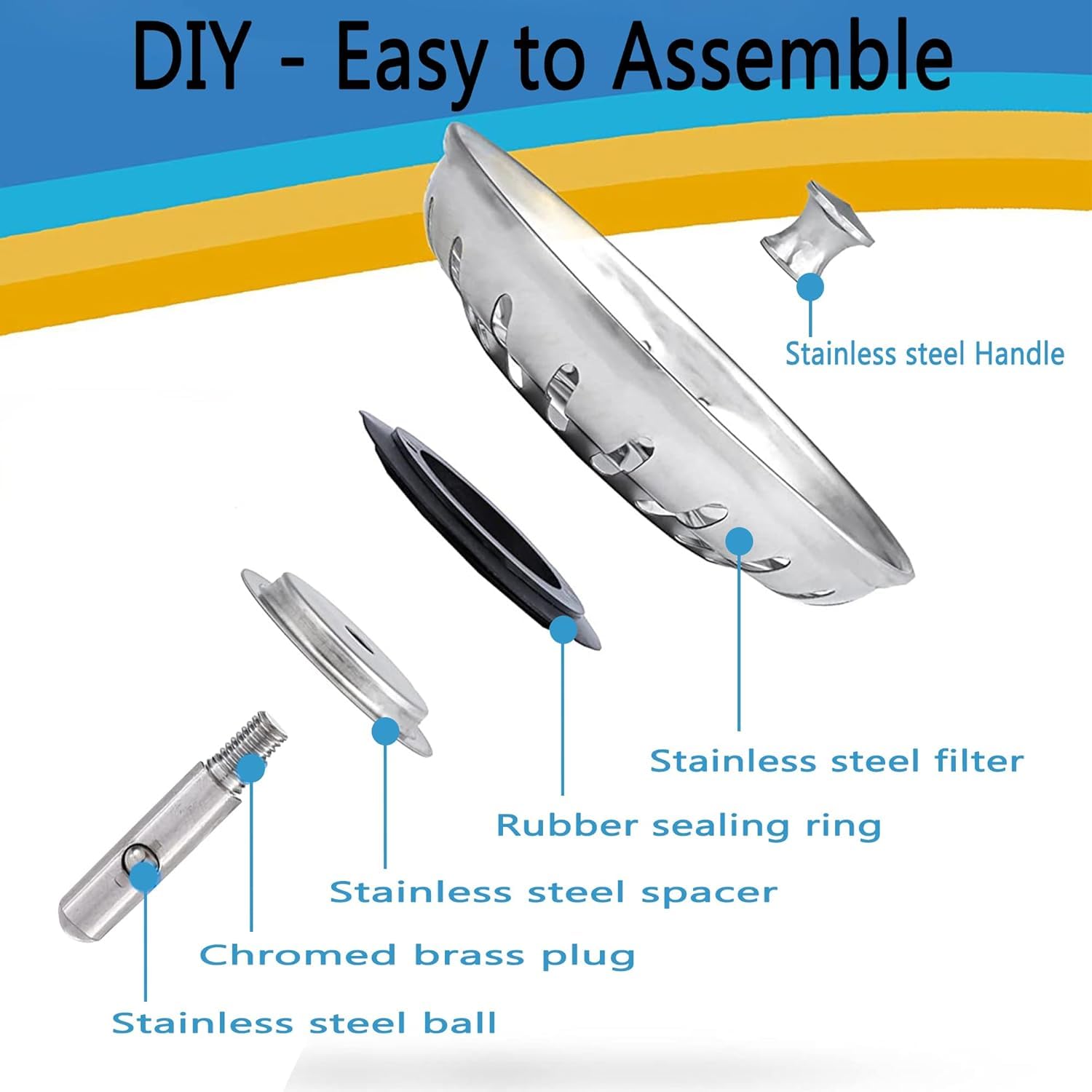 YOXITIXOT Kitchen Sink Plug Strainer, Stainless Steel Sink Plug Replacement,Universal Sink Drainer Plug, Hole Diameter 80mm - Image 4