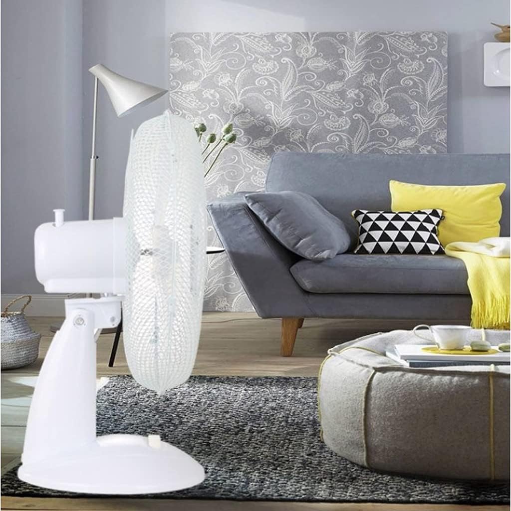 Electrical 16" 2 Speed Oscillating Electric Desk Home Office Fan White Mesa Fan Silent Shaking Head Energy Saving