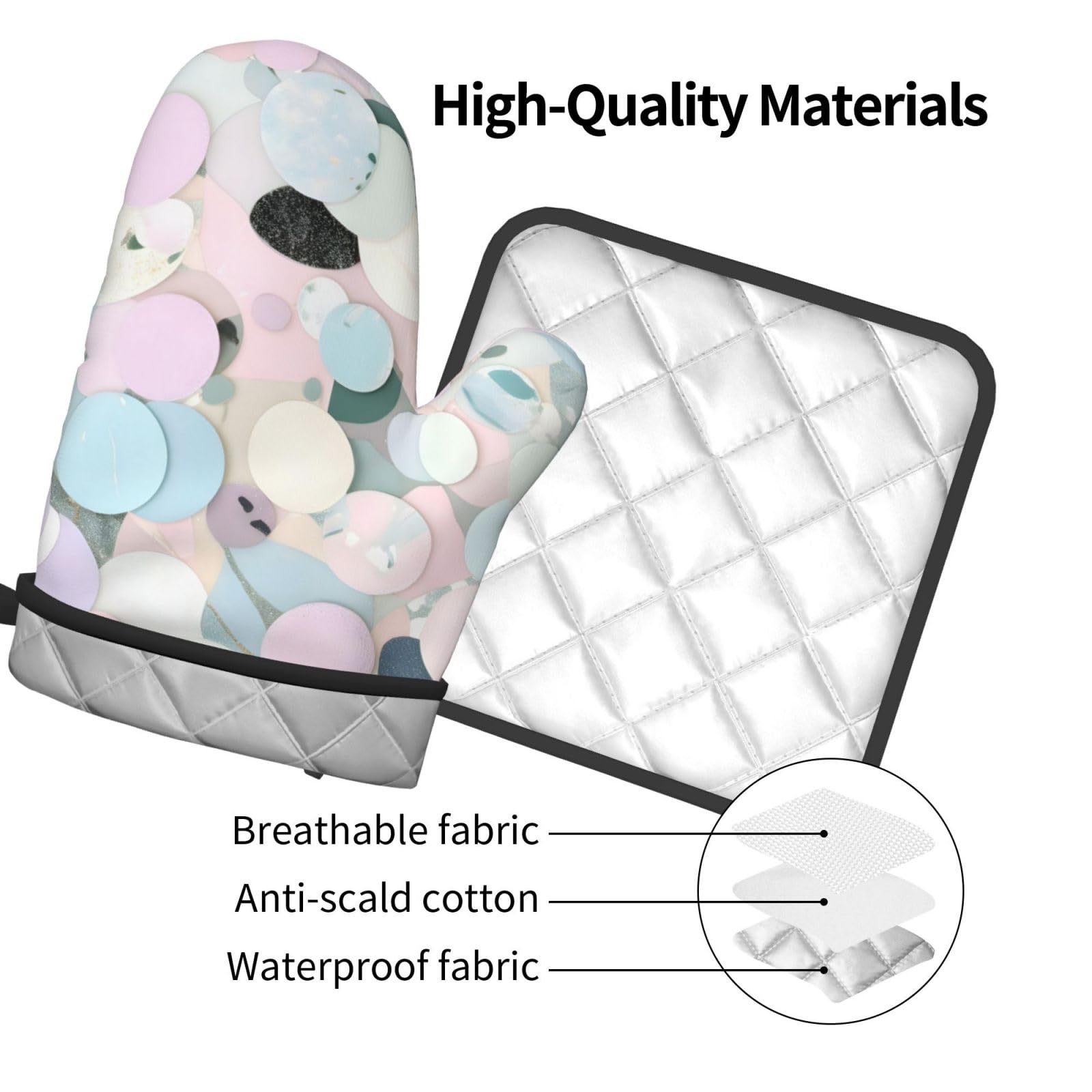 Ofenhandschuhe & Topflappen Set Aus Marmor-Design – 2-teilig, Wasserdicht & Hitzebeständig Für Küche & Grill