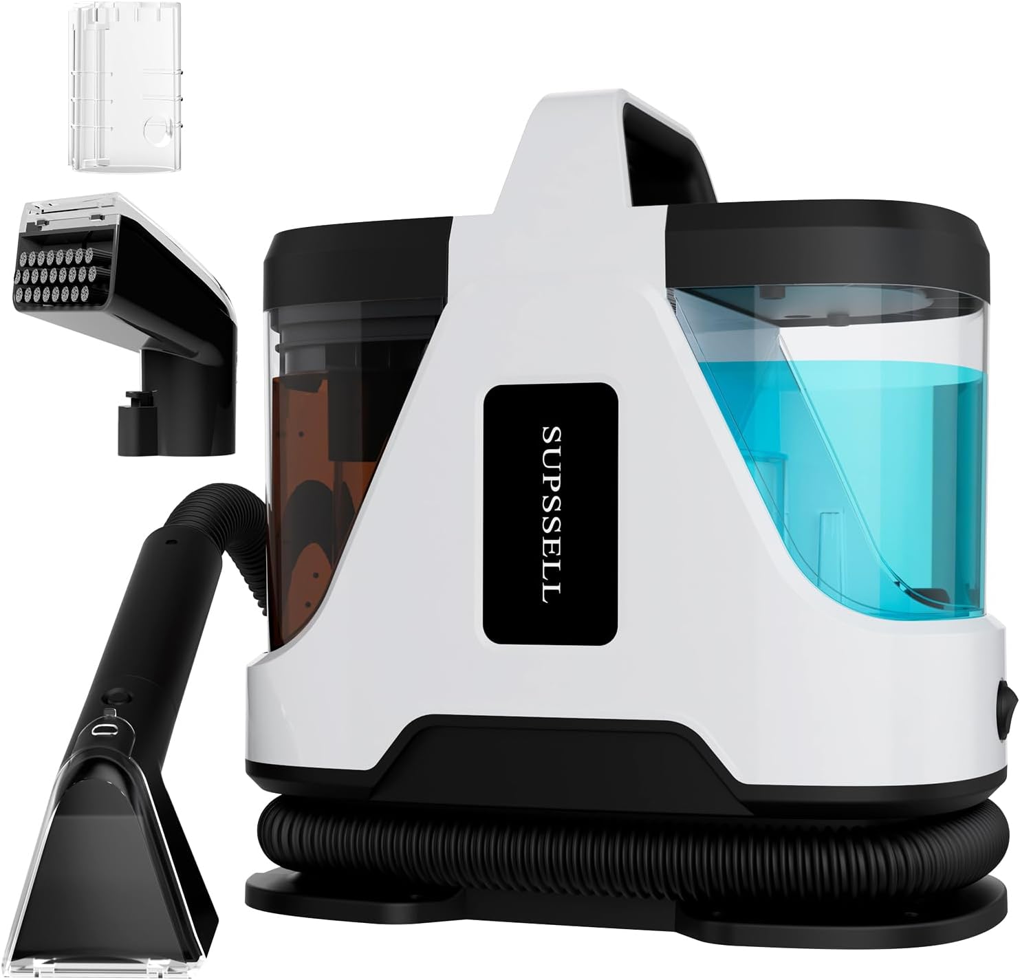 Carpet Spot Cleaner Machine, 16Kpa Portable Deep Cleaner with 62oz Tank and for Carpets, Upholstery, Pet Hair?Includes 2 Brushes, Extension Hose (White)