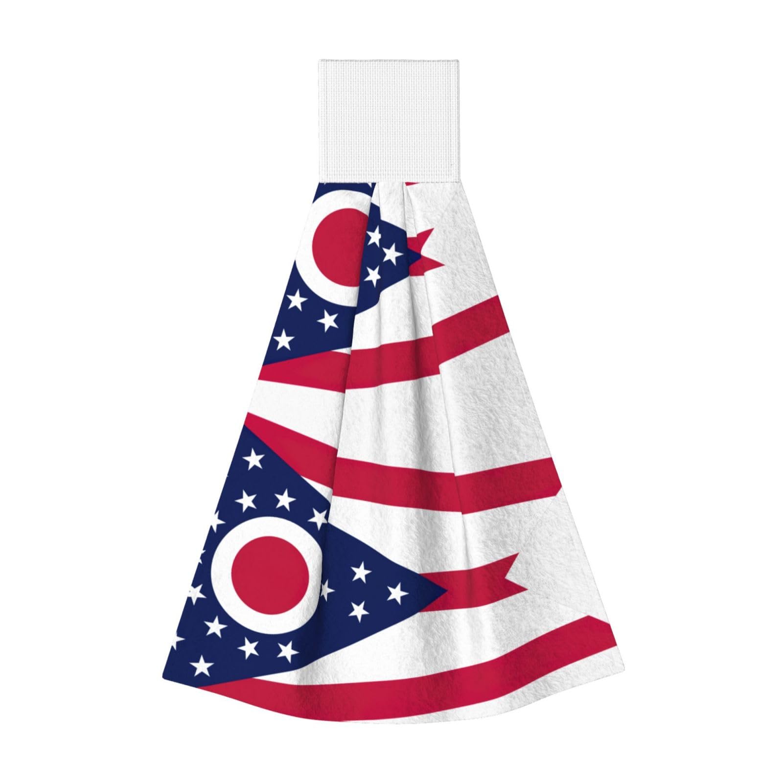 DUWAA Ohio State Flag Print Hanging Hand Towel Quick Dry Bathroom Towel Soft Kitchen Towel
