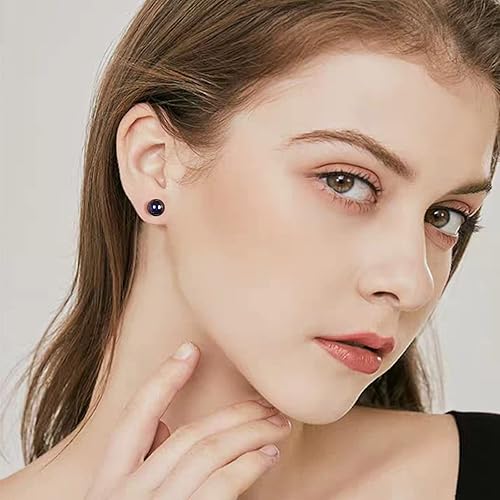 Miniatura 4 de Black Pearl Earrings for Women, Sterling Silver Post Earrings Hypoallergenic, Crystal Studs Earring 4mm Cute Tiny Earrings Jewelry for Girls