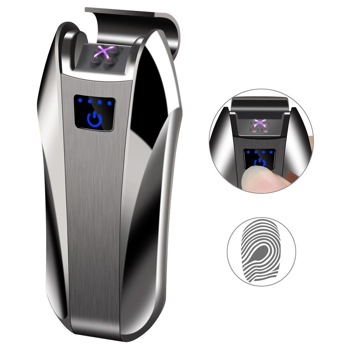 Yangers Cigarette Electric Lighter Dual Double Arc USB Rechargeable Pulse Plasma Windproof No Gas Refill Cigar Candle (Black)