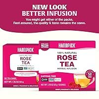 Vista 2 de HANDPICK, Capullos de Rosa Bolsas de Té Herbal - 50 Unidades Té de Rosa Sin Cafeína con Manzanilla y Tulsi Floral y Suave Bolsas de Té