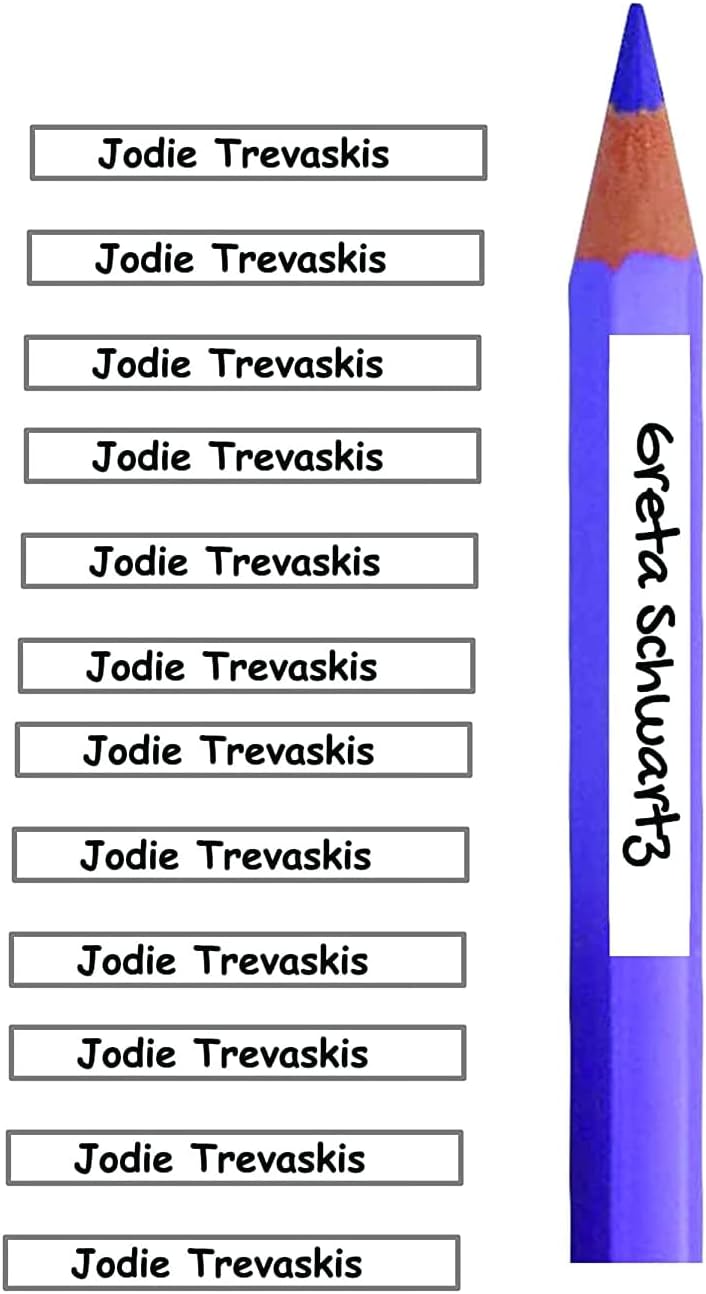 Personalized/Custom Name Adhesive Labels to Mark Objects, Pencils, pens, etc. Measure 4,5 x 0,6 cm for Kids - Set of 160 (4.5 x 0.6 cm, White)