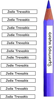 Personalized/Custom Name Adhesive Labels to Mark Objects, Pencils, pens, etc. Measure 4,5 x 0,6 cm for Kids - Set of 160 (4.5 x 0.6 cm, White)