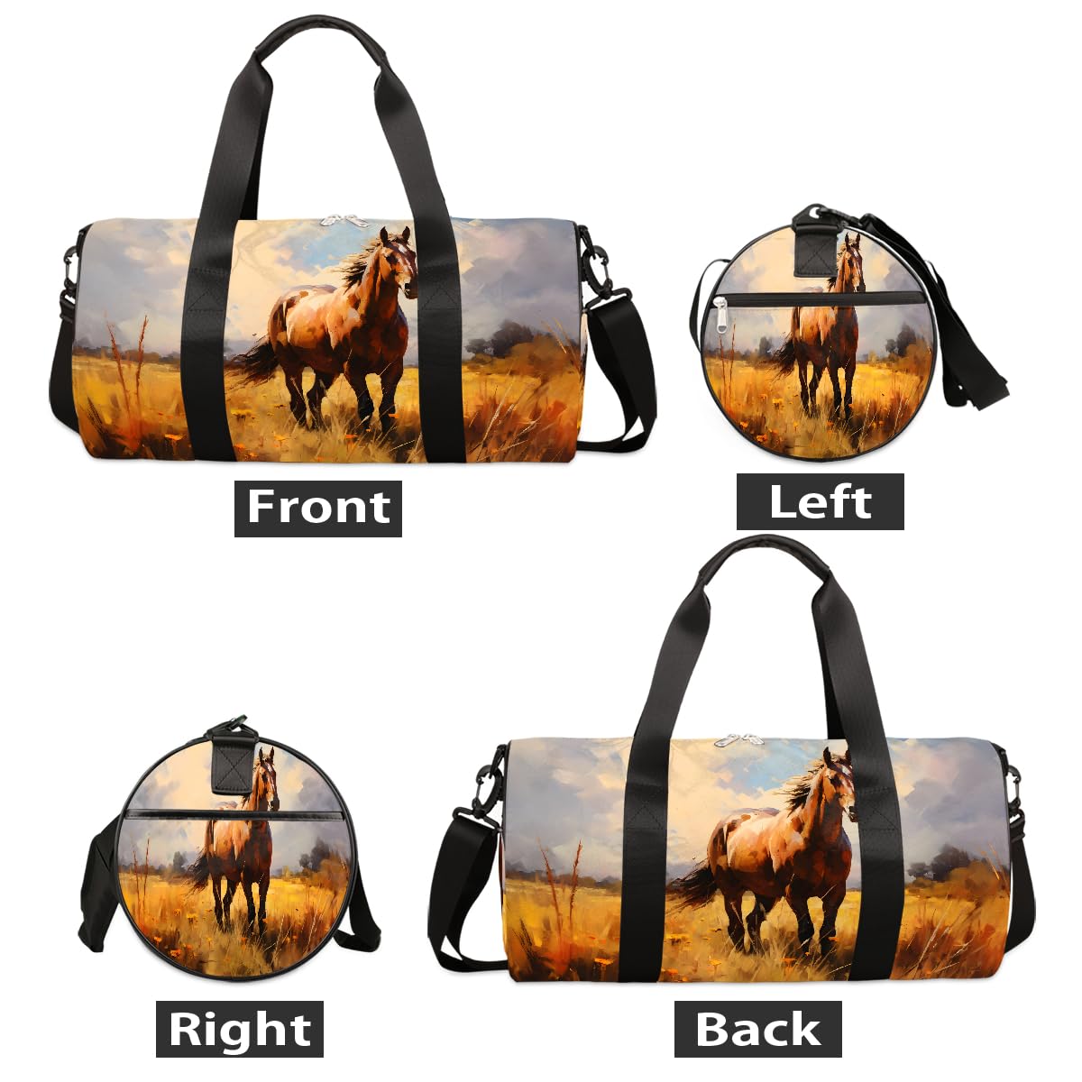 Mexpekil Seesack mit Schuhfach, wasserdicht, schöne weiße Pferde-Blume, Reiserucksack für Fitness, Fitnessstudio, Wochenendausflüge, Schöne weiße Pferdeblume