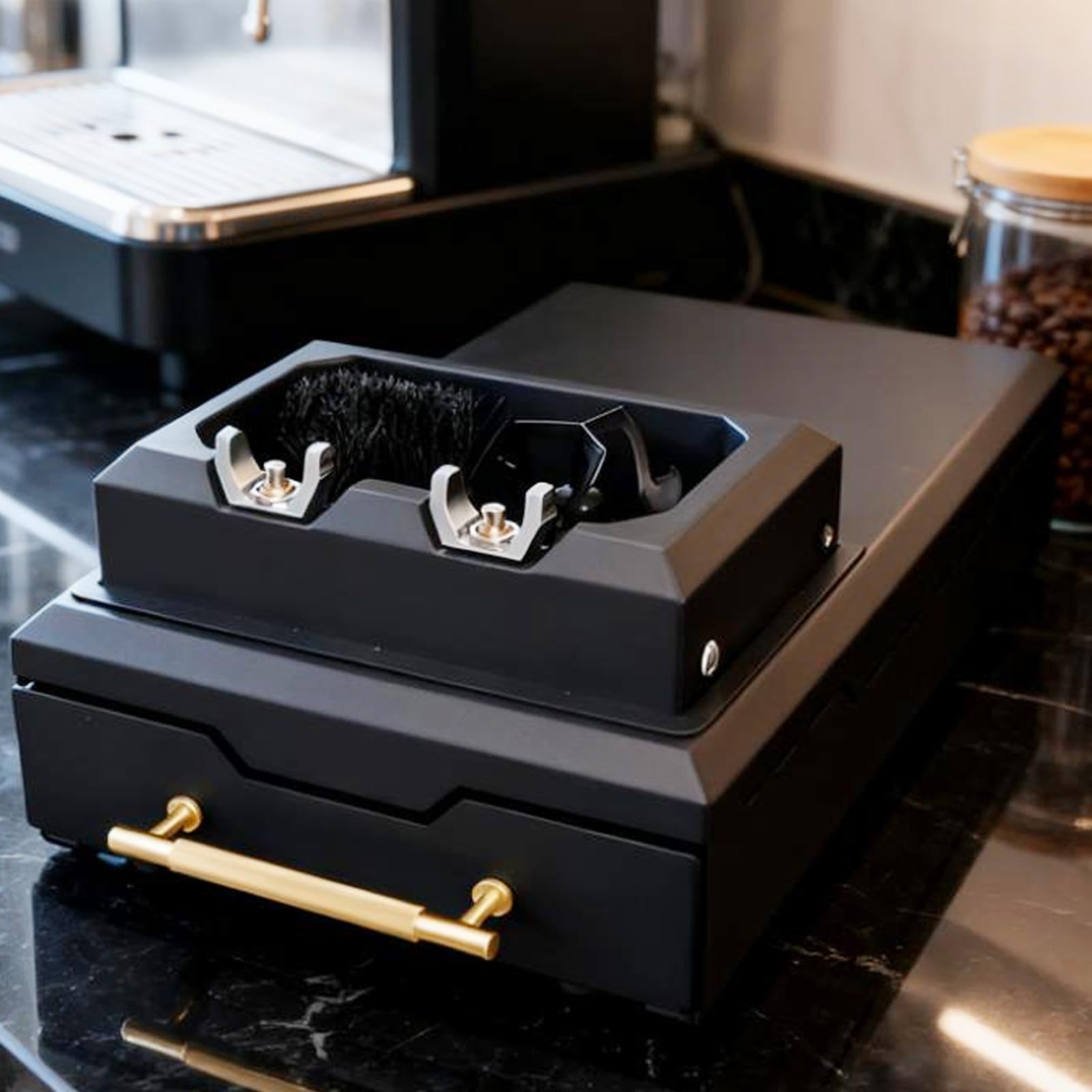 Limpiador automático de portafiltros para cafeteras Espresso eléctricas Desmontables, cajón de Gran Capacidad, Cabezales de Cepillo Dobles, para cafeteras de 58 mm.