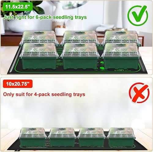 Miniatura 2 de Alfombrilla térmica para plántulas de 25 W, 11.5 x 22.5 pulgadas, almohadilla térmica hidropónica cálida impermeable para inicio de semillas de