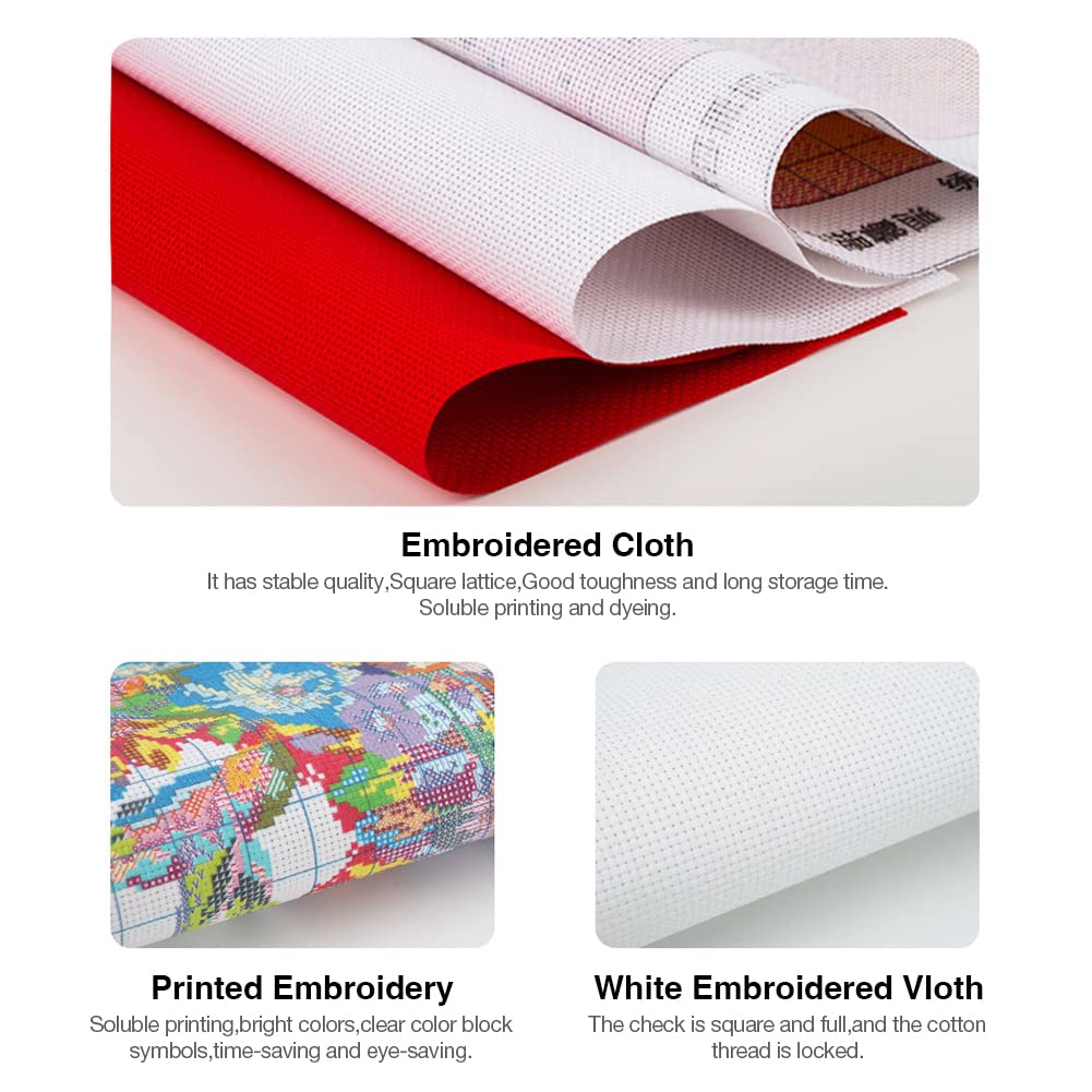 ENCOMAG Kit De Broderie Au Point De Croix Estampillé Faon Mignon – Kit De Broderie Au Point De Croix Pour Adultes Débutants – Kits De Broderie Au