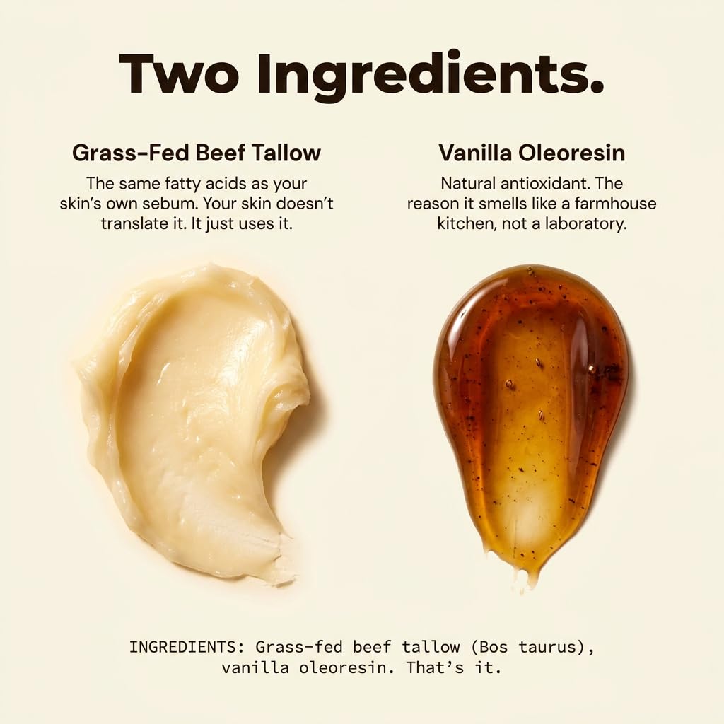 Ingredienti naturali: il nostro balsamo al sebo di mucca alimentato con erba è realizzato esclusivamente con ingredienti naturali, tra cui sebo di manzo e oli essenziali. Senza profumo