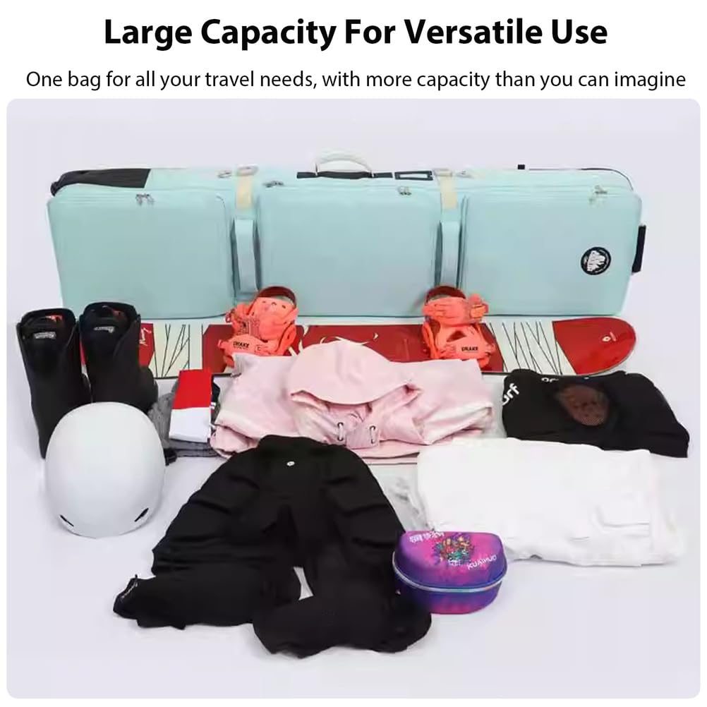 Doppel-Roll-Skitasche, wasserdichte Snowboardtaschen Mit Rollen Roll-Snowboardtasche Für Flugreisen, Passend Für Einen Ski/Zwei Skier, Helm, Jacke Und Stiefel