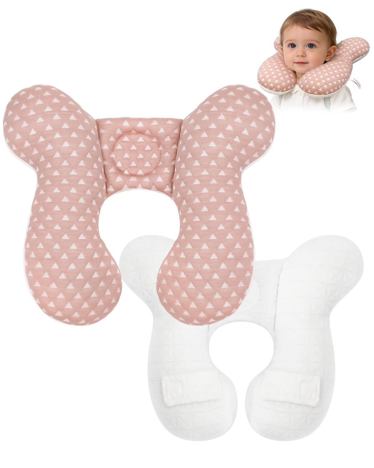 KAKIBLIN Cuscino da viaggio per bambini, cuscino da collo per seggiolino auto, cuscino di supporto per collo per testa e collo, supporto per la testa del neonato per seggiolino auto, passeggino