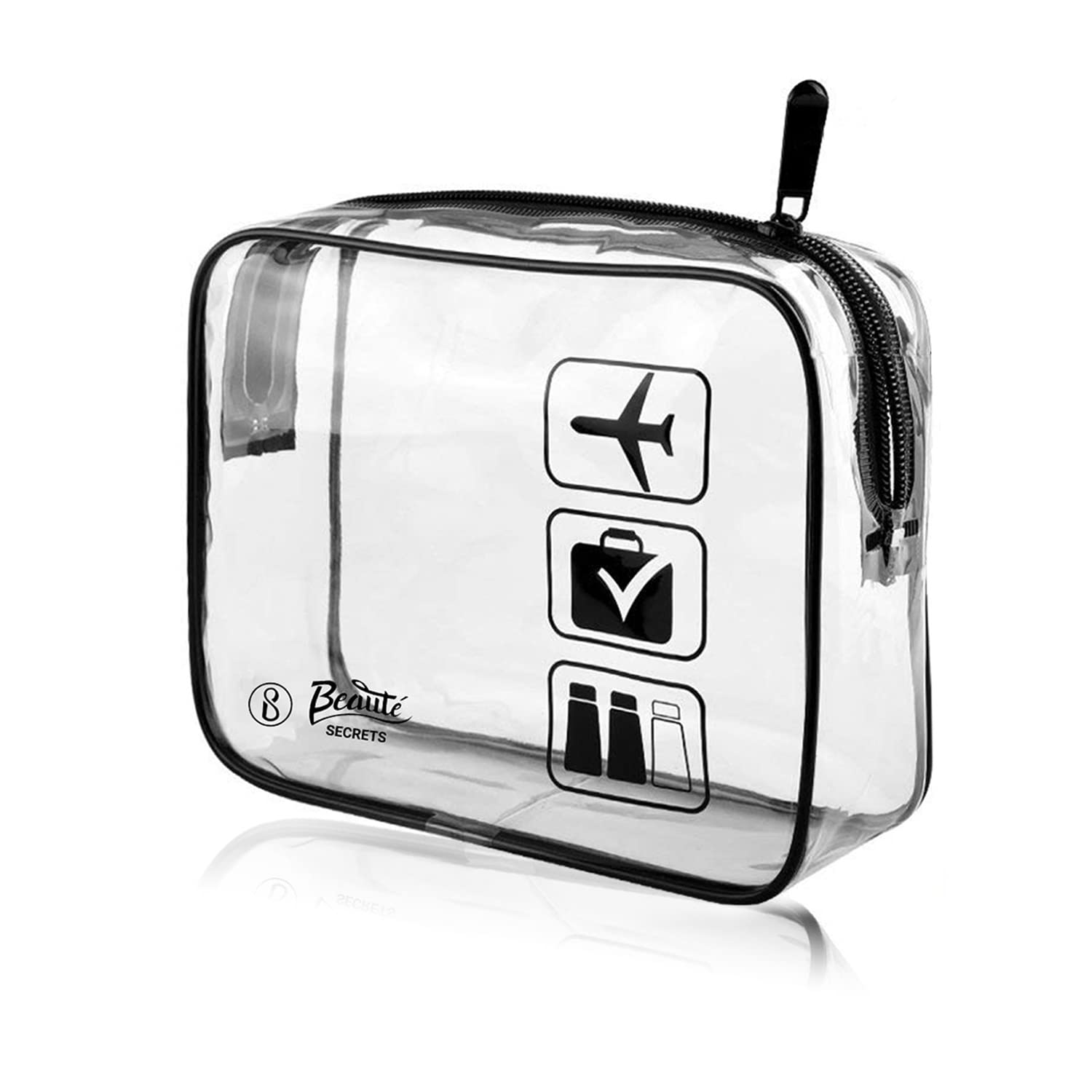 Beauté SecretsCosmetic Bag, Makeup Bag, Cosmetic Pouch, Multifunctional Travel Zippered Clear Makeup Toiletry Waterproof Pouch for Makeup, Toys, Stationery, Medicines, Jewelry, Black