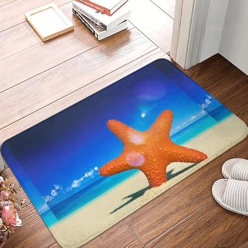 Felpudo Estrella de Mar Antideslizante Playa Cocina Entrada Baño Alfombra Pasillo Impermeable A Prueba de Aceite Lavable Cover