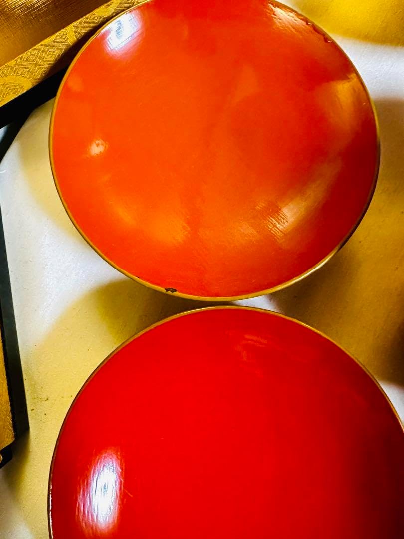 木製漆器 汁椀 吸物椀 朱色 骨董 金蒔絵 金縁 富士山松鶴 G52木製 お椀