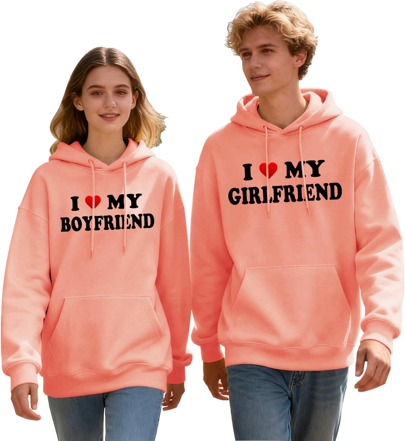 I Love My Girlfriend Hoodie, I Love My Boyfriend Hoodies, Couple Hooded Sweatshirt,Valentine's Day hoodie
