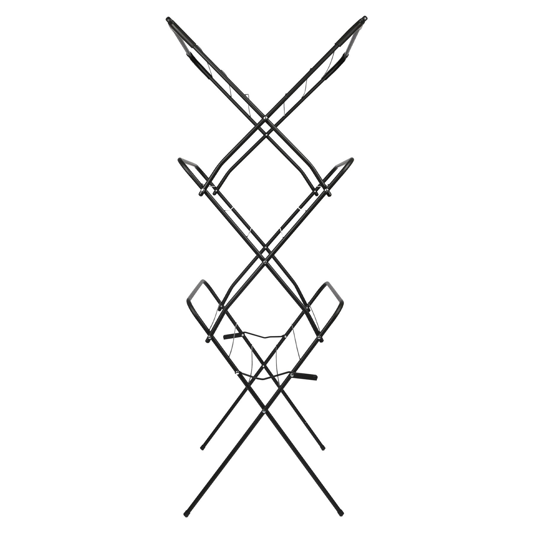 Harbour Housewares Stendibiancheria pieghevole a 3 livelli, nero, 1 x interno ed esterno, casa, cucina, balcone, compatto, portatile, pieghevole, per lavanderia, asciugatrice, appendiabiti