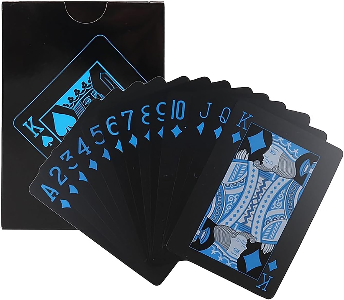 1pc Waterproof Plastic Poker Playing Cards PET Table Games Halloween/Thanksgiving Day (Blue x Silver)