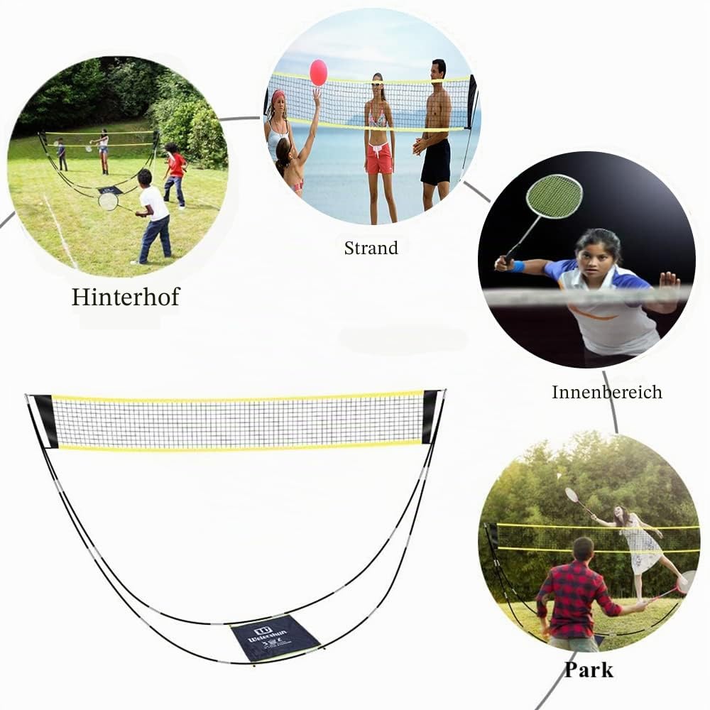 BEFANS Tragbares Badminton-Netz-Set für Garten, Pickleball, Kinder-Volleyballnetz am Strand, einfach aufzubauendes Netz mit Tragetasche Indoor-Outdoor-Sport, kein Werkzeug oder Heringe erforderlich