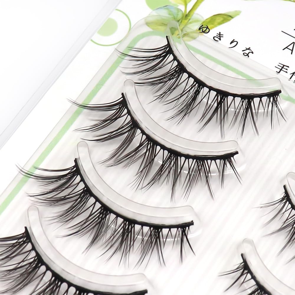 5 Pairs Cat Eye Style Flase Eyelashes 3D Wispy Fluffy Natural Looking Eye Lashes Handamde Volume Daily Makeup