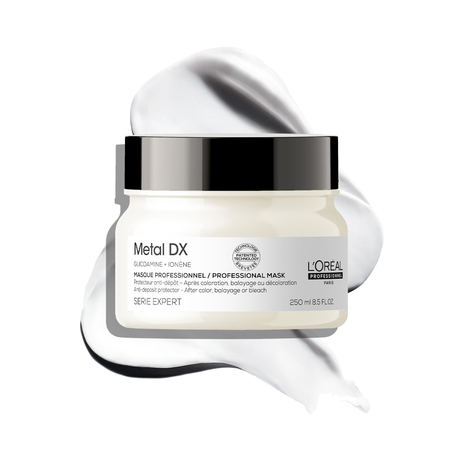 L’Oréal Professionnel Metal DX Anti-Deposit Protector Hair Mask - 250ml | Professional Mask for Less Breakage, Get Strong & Shiny Hair | With Glicoamine | For Men & Women