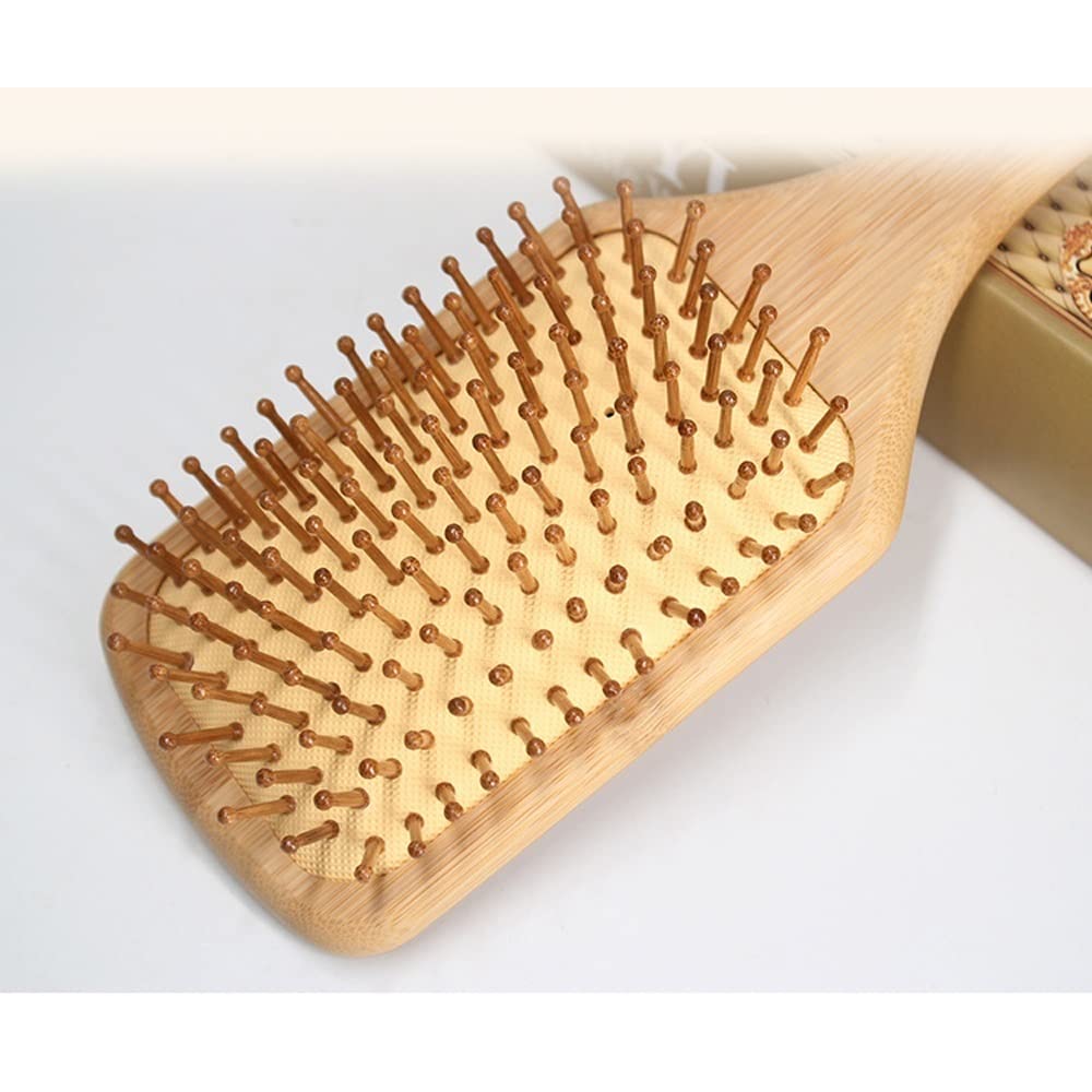 Cepillo para el cabello, cepillo de madera de bambú de alta calidad, antiestático de bambú natural, panel grande, peine de masaje, cojín de aire, cepillo de masaje para el cuidado del cabello