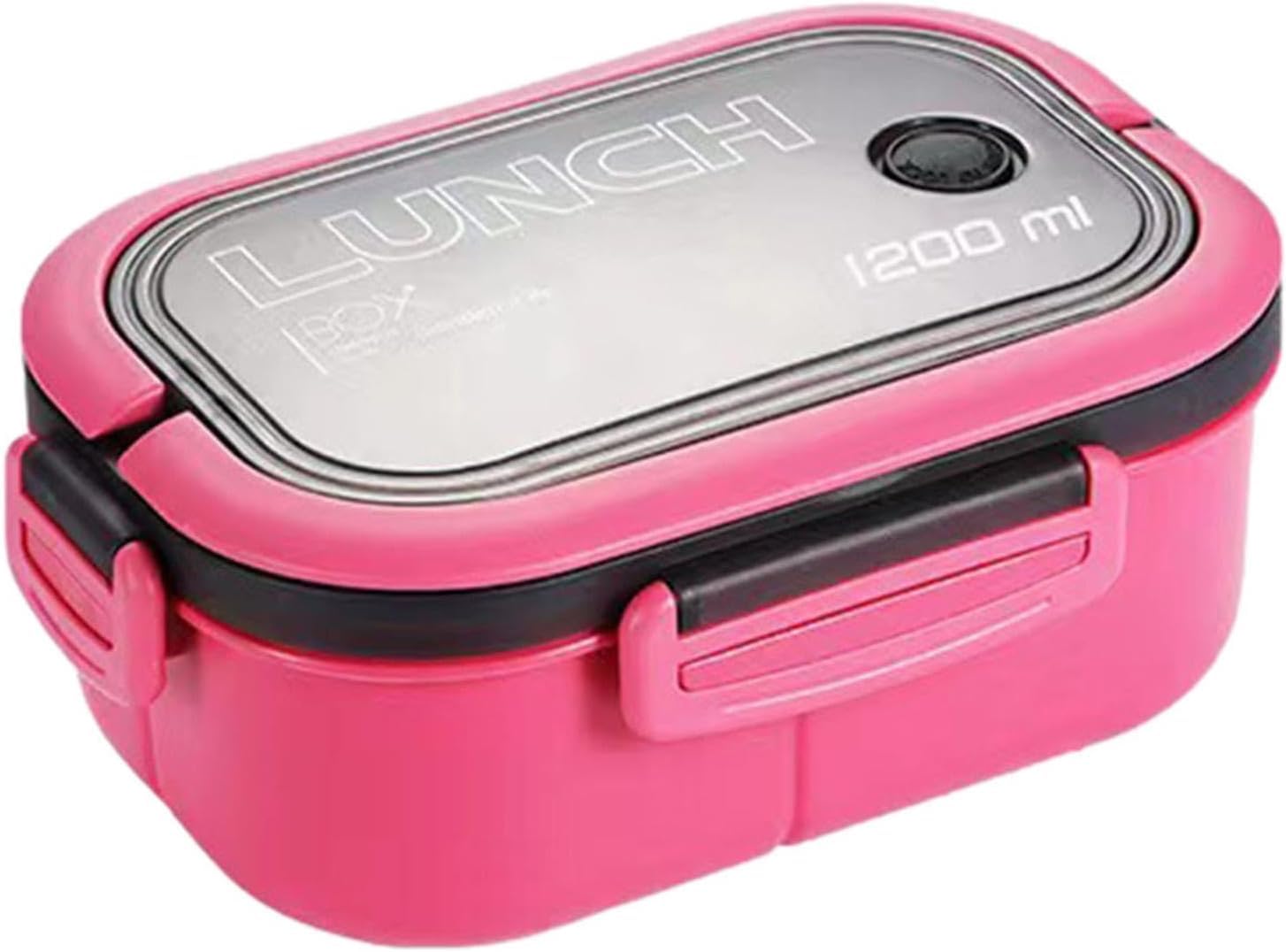 Busstier 1200 ml 2 Katlı 6 Bölmeli BPA'sız PP Plastik Sefer Tası ve Beslenme Çantası - Hava Kilitli Bento Lunch Box, Çatal ve Kaşık Dahil (Pembe)
