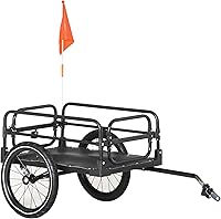 Aosom Jet Black Bike Cargo Trailer with Suspension, 88 lbs Capacity, 16" Wheels & Triple Safety Features