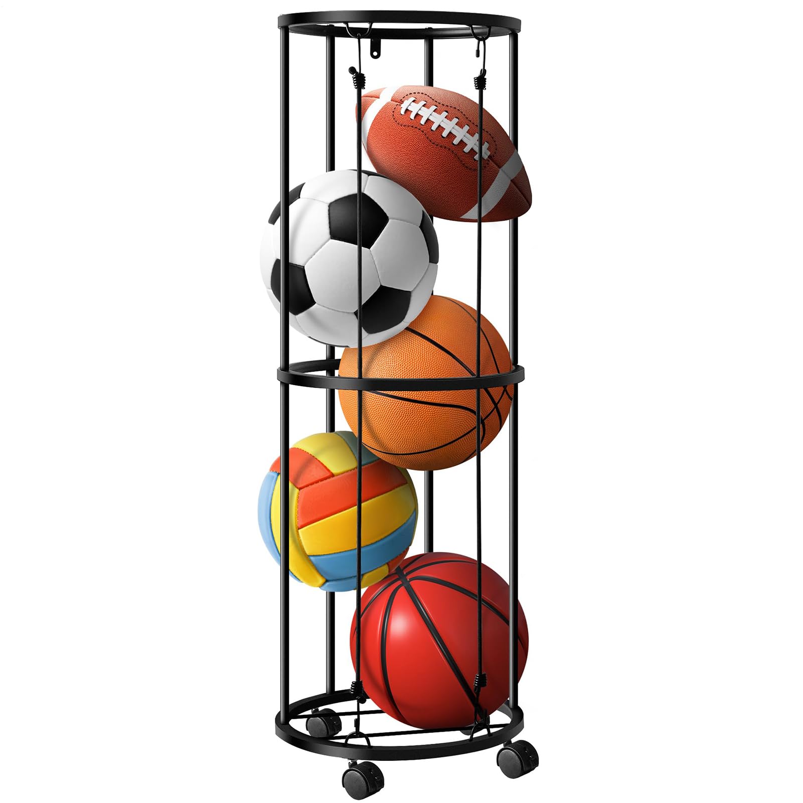 Étagère de rangement pour ballons de garage, panier de basket-ball, de football, cage de rangement à roulettes, support de ballons de sport pour garage