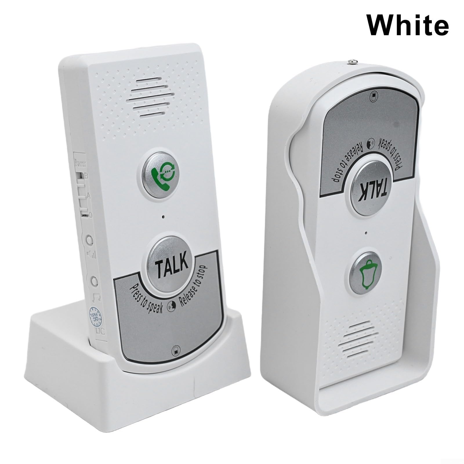 Sonnette audio bidirectionnelle sans fil pour la maison, 304,8 m pour interphone de portée, batterie rechargeable 2000 mAh, bouton extérieur étanche pour villa (blanc)