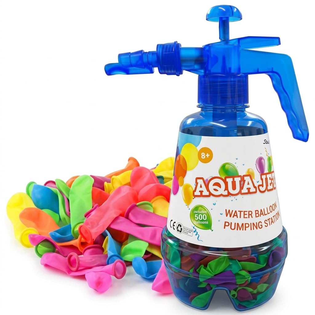 Lot de 500 ballons à eau avec buse de remplissage rapide — Bombes à eau pour enfants et adultes, latex naturel facile à remplir, jeux de fête en plein air, à partir de 6 ans