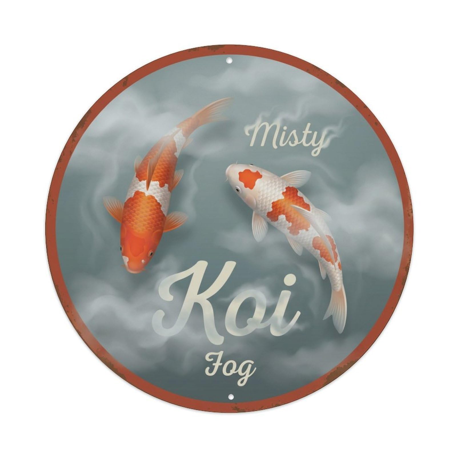 Koi Fish Misty Fog Waters Haze Cloud Ethereal Dreamy Metal Tin Sign