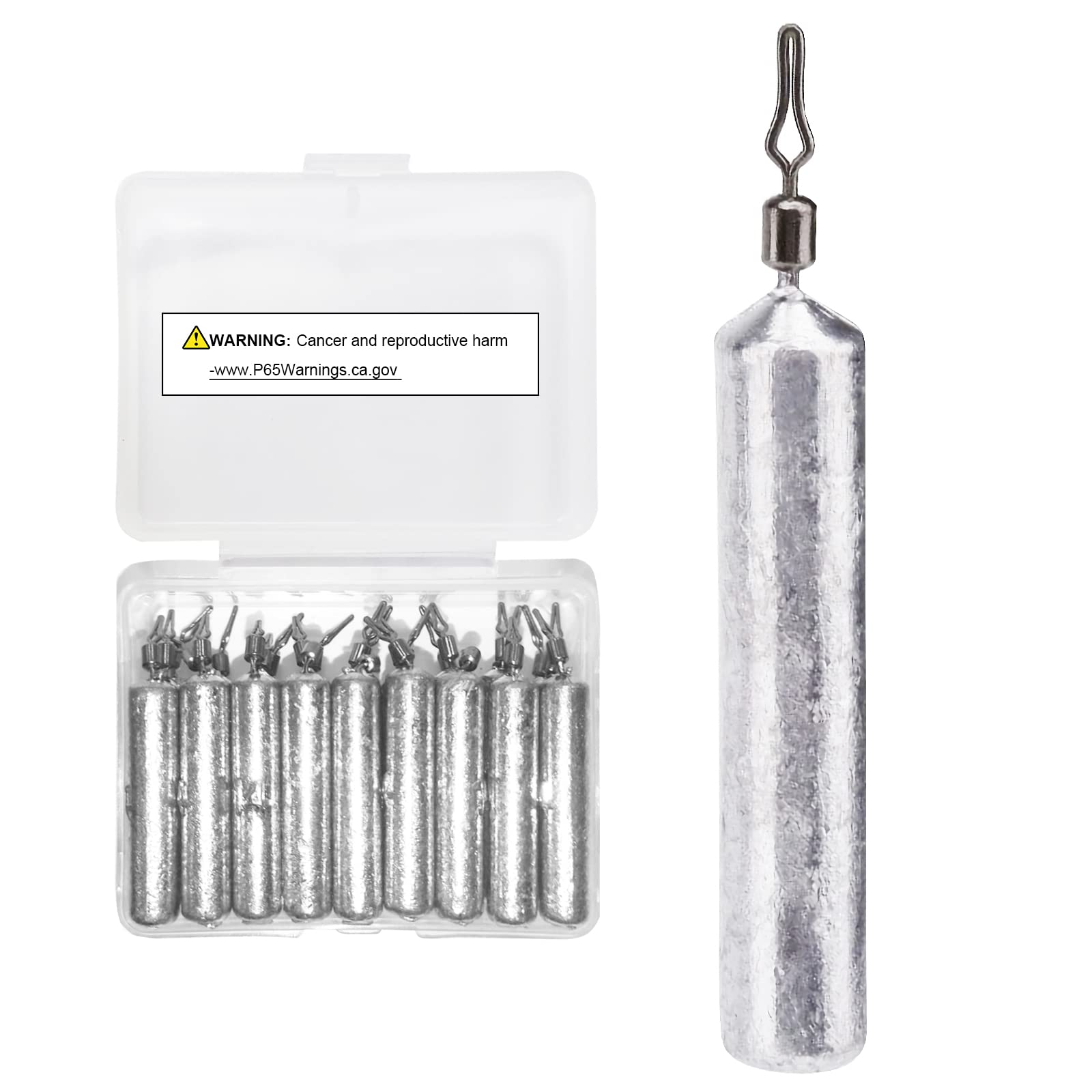 Atibin Drop Shot Fishing Weight Sinker Freshwater Casting Fishing Weights Lead Saltwater Shot Drop Rig Weights Cylinder Skinny 25pcs 3/4oz