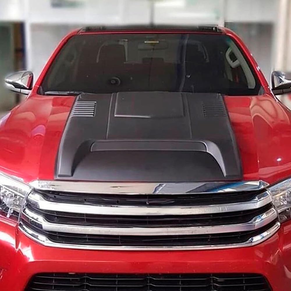 Oneway Motorhaubenhutze kompatibel mit Toyota Hilux 8.Gen. 2015-2020 - Mattschwarz, Schwarz