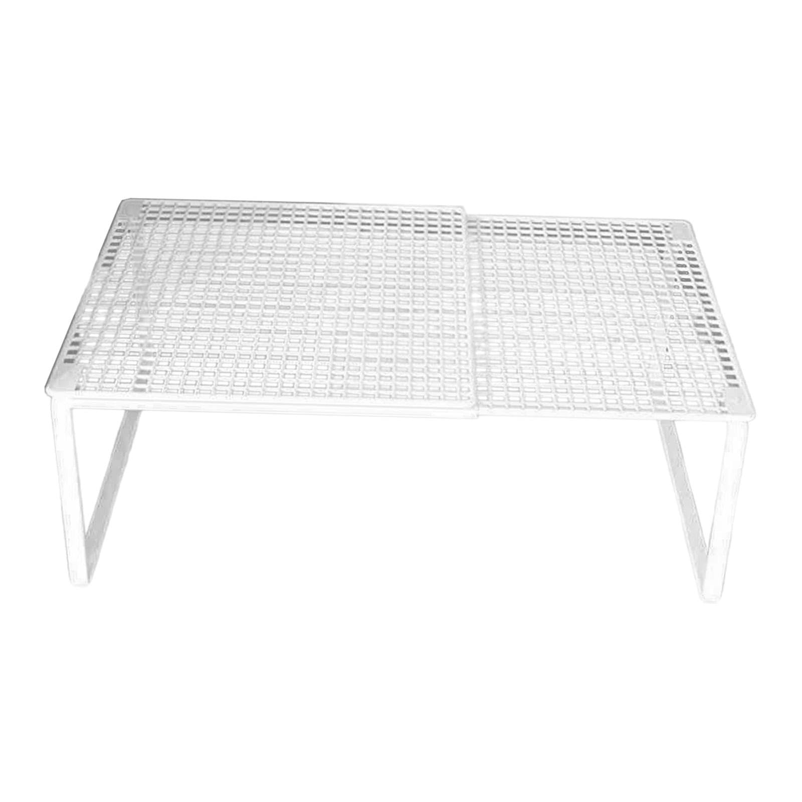 Étagère de Rangement Extensible, Organiseur d'armoire en Métal, Étagère de Placard Extensible, Support de Rangement Réglable pour Bureau, Cuisine, Garde-Manger, Blanc 38 à 62 Cm