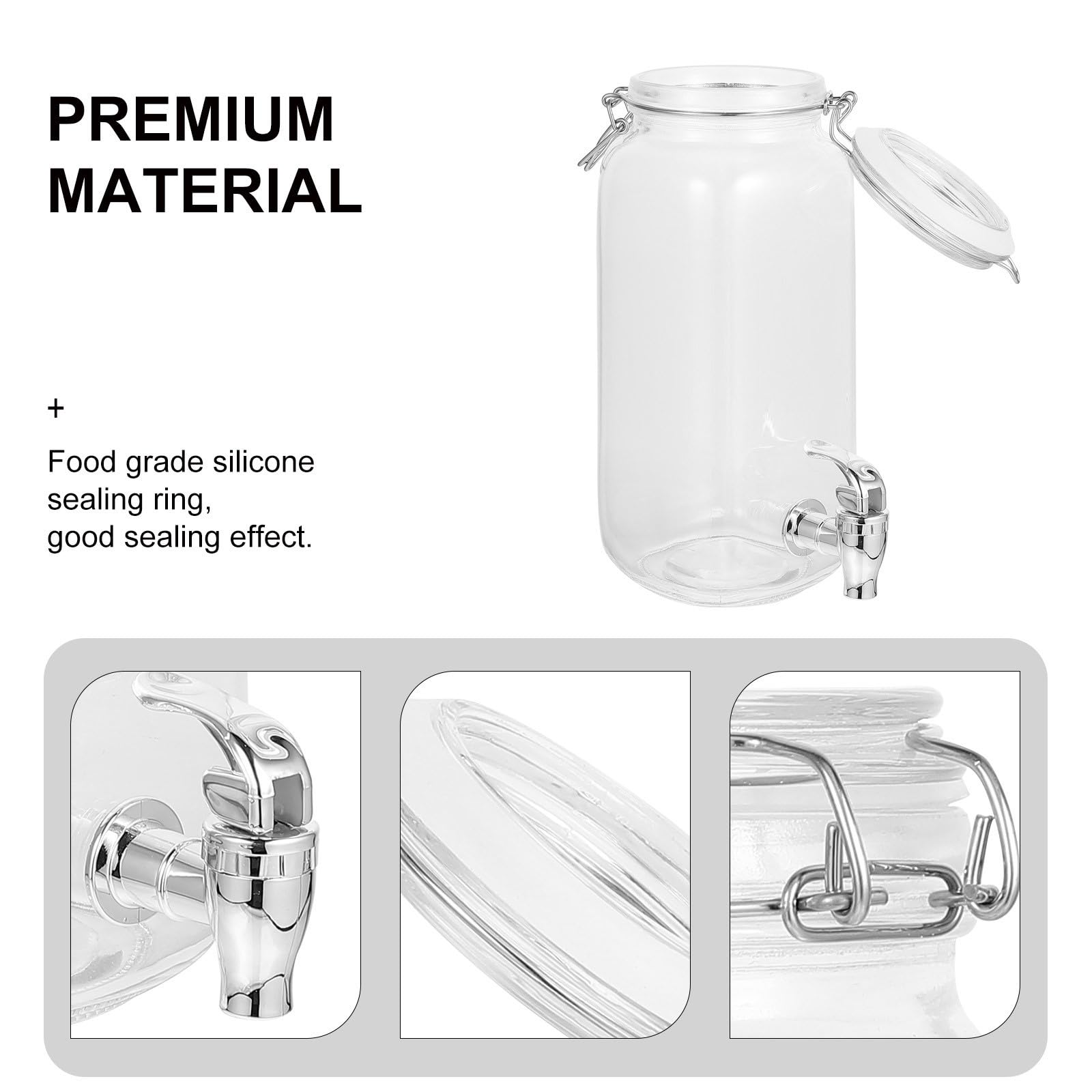 Dispensador de Bebidas con Grifo de Vidrio 2L, Diseño de Grifo, para Jugos y Vinos en Cocina y Hogar