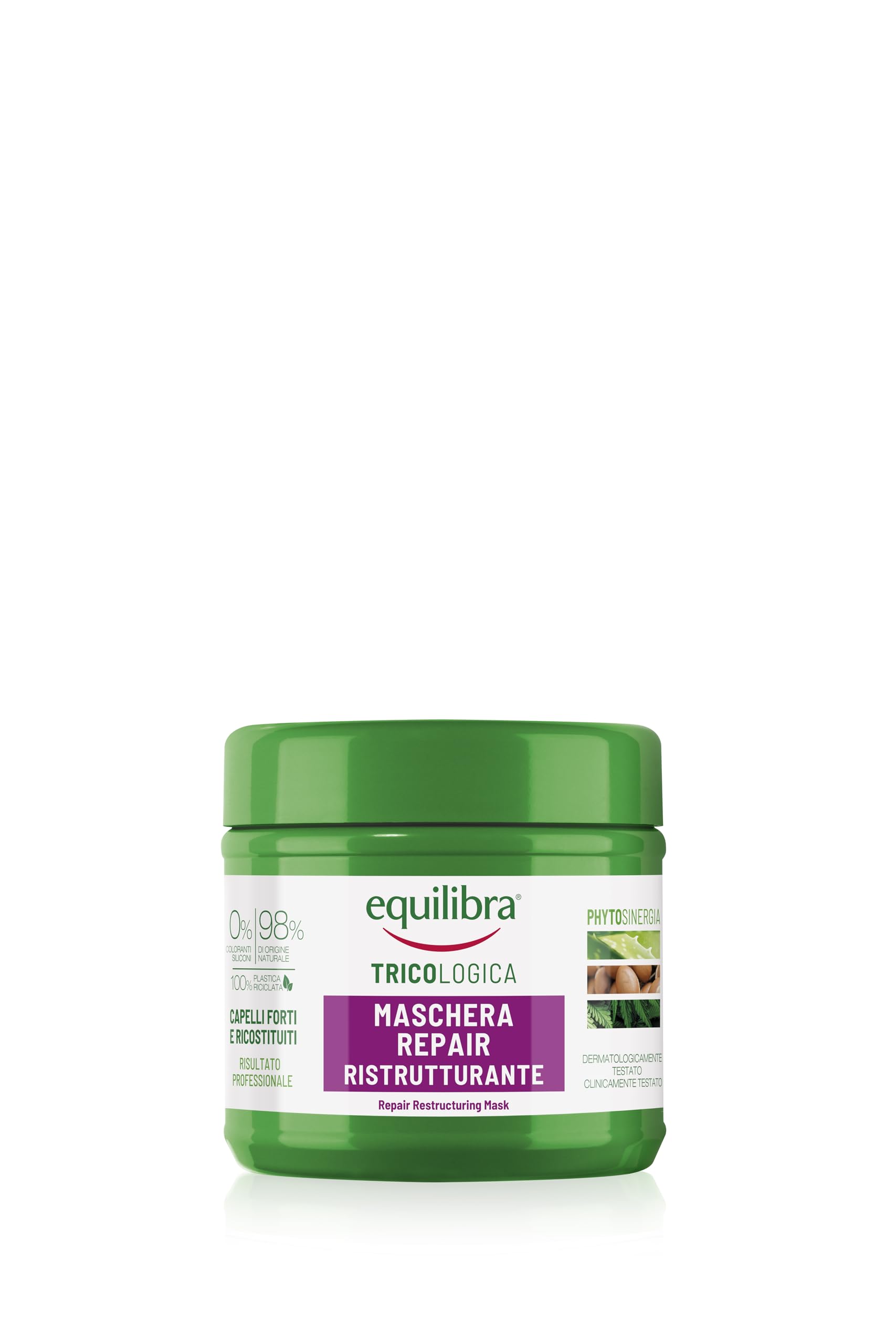 Equilibra Capelli, Maschera Capelli Repair Ristrutturante, Nutre i Capelli Aridi e Sfibrati, a Base di Olio di Cocco, Proteine del Grano, Aloe Vera, Olio di Argan, Cheratina Vegetale, 250 ml