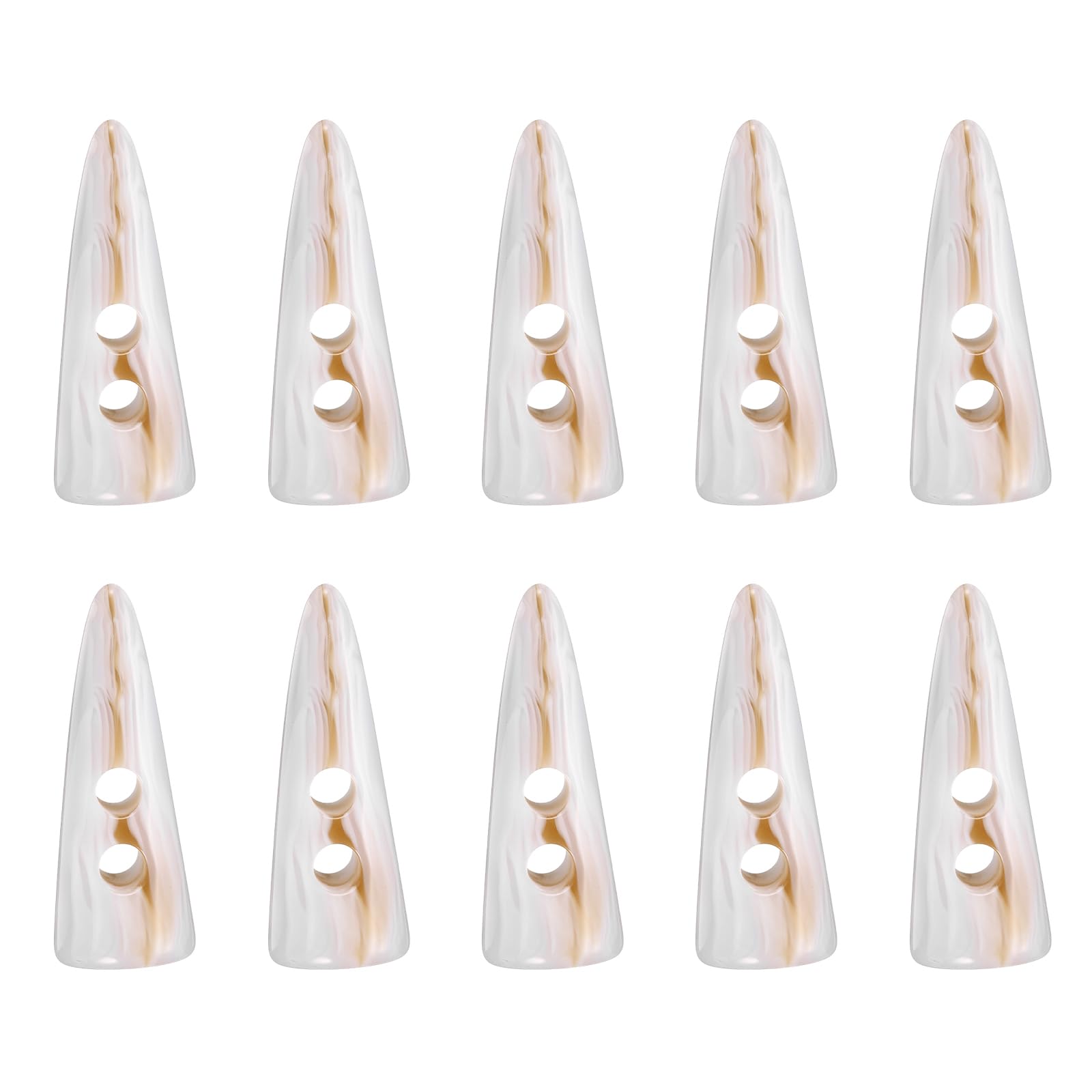 Boutons à bascule double trou 50 mm mercerie bouton dent résine beige pour pulls lot de 10