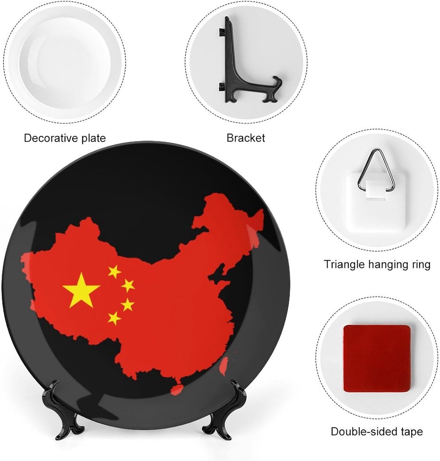 China Map Flag Modern Decorative Plate Ceramic Ornaments 6inch image 3
