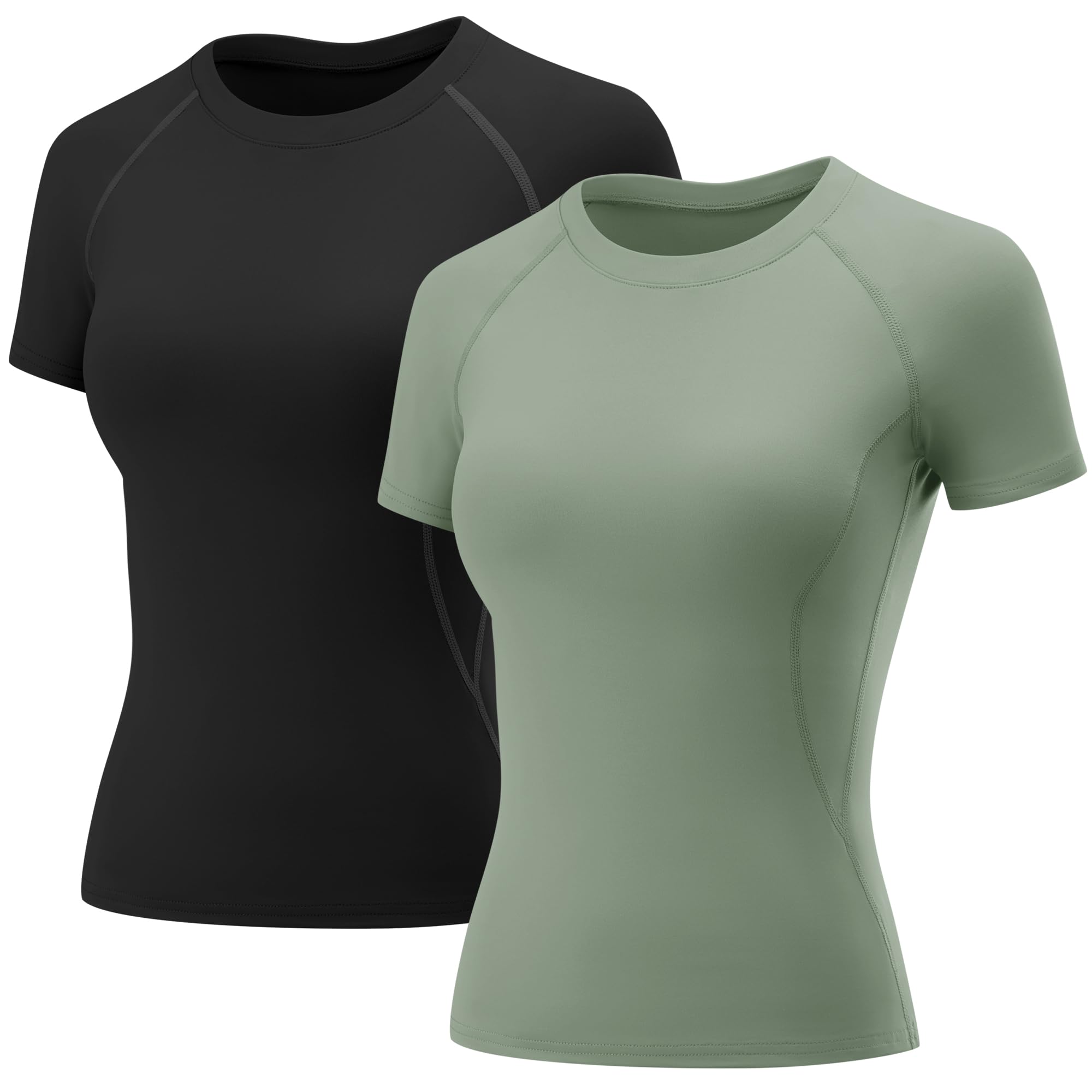 Rapbin T Shirt Damen Sport Top Gym Oberteil Yoga Rundhals Leicht Atmungsaktiv Sportshirt Workout Running Funktionsshirt Sommer Fitness Laufshirt