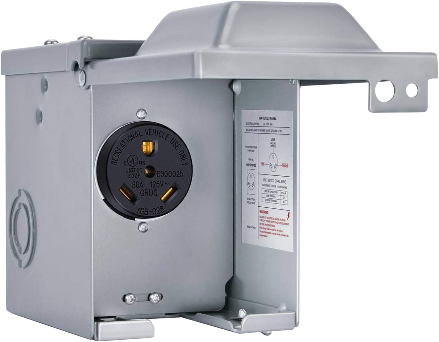 Enclosed Box, Outlet Power RV Volt 125 Amp 30 Cllena Lockable Generator