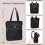 Sac à dos pour ordinateur portable convertible pour les femmes Casual Daypack Carnet de notes Sac pour le travail Collège Voyage Loisirs (Noir)