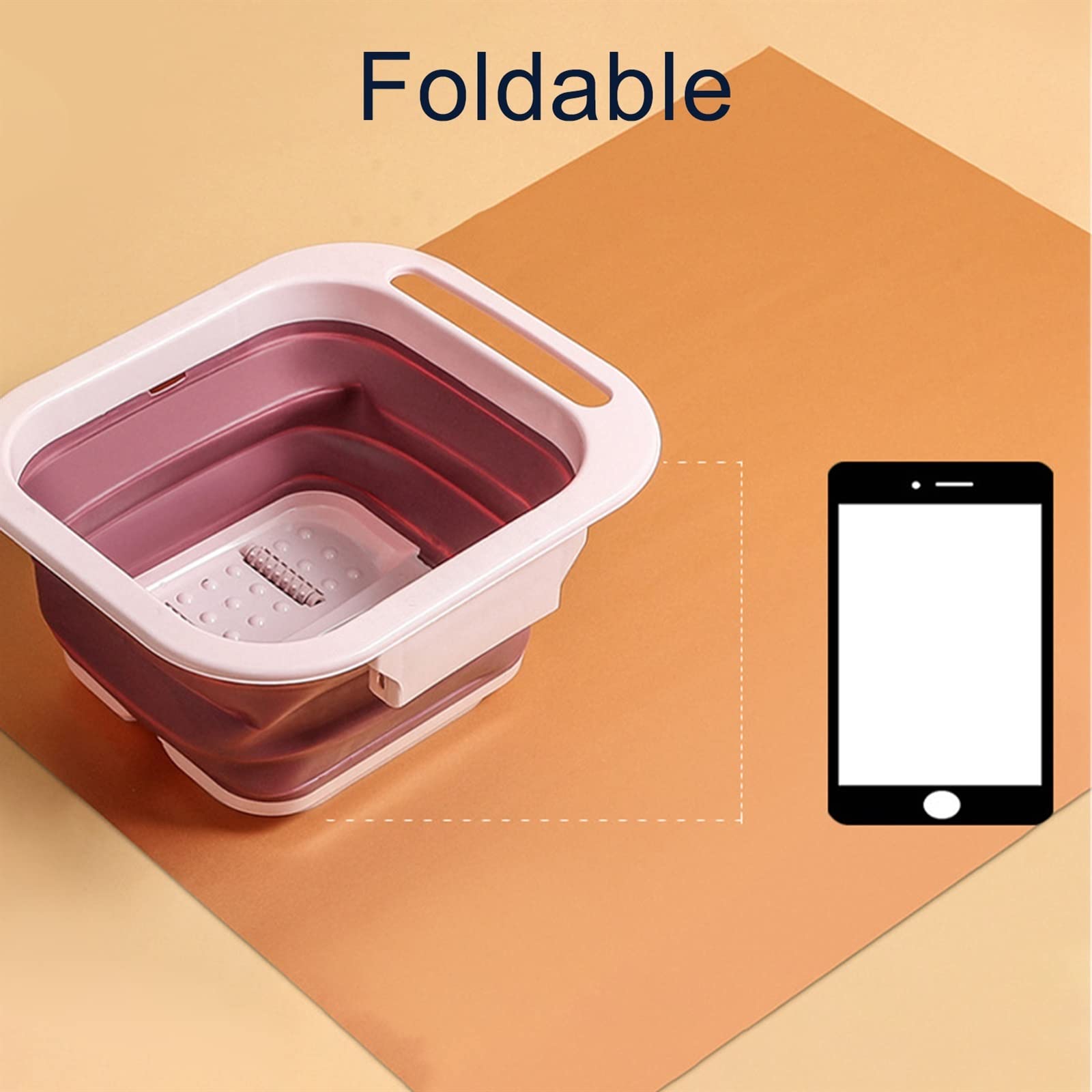 Cubo de remojo de pies, contenedor de agua plegable para el hogar, spa, baño de pies, bañera de remojo con rodillo de masaje, suministros para el cuidado del hogar, cómodo cazador de luz familiar