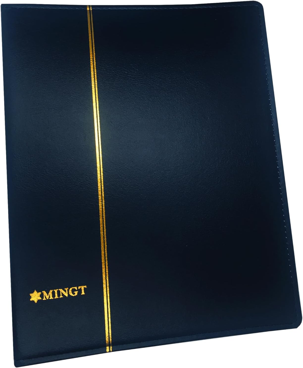 4-Rings Binder PU Leather Collection Album Cover for Banknote Stamp Paper Money Coin Collecting and Supplies (Blue)